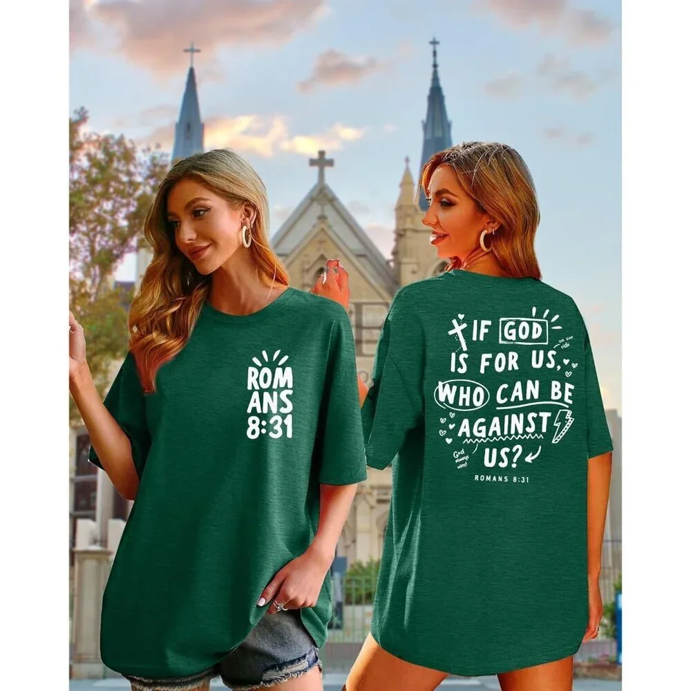Christian Women's Oversized T Shirt Faith Bible Verse Religious Casual - Picture 5 of 6